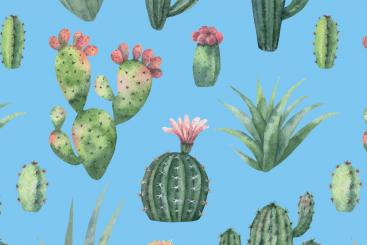 Outdoorstoff - Kaktus-Liebe Hellblau