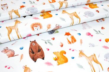 Blackout-Stoff - Aquarell-Tiere Weiß