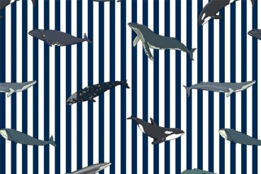 Wellness-Fleece - Ocean Whales Dunkelblau 