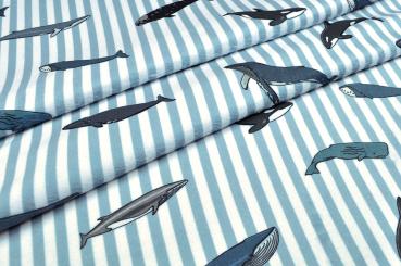 Wellness-Fleece - Ocean Whales Hellblau