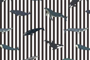 Wellness-Fleece - Ocean Whales Dunkelgrau 