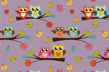 Blackout, perm. schwer entflammbar - Kuschel-Eulen Flieder