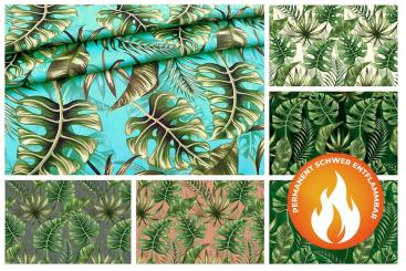 Blackout perm. schwer entflammbar - Monstera-Wald 