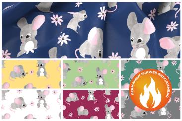 Blackout perm. schwer entflammbar - Blümchen-Maus 