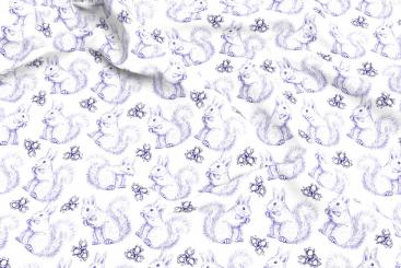 Frottee-Fleece - Eichhörnchen Dunkelblau