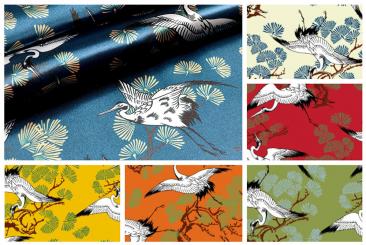 Satin - Fliegende Kraniche 