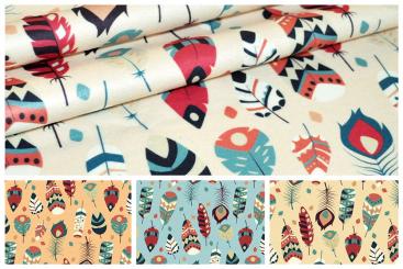 Fleece-Stoff - Indianer-Federn 
