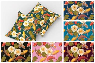 Wärmevorhang-Stoff - Lotusteich 