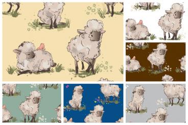 Wärmevorhangstoff - Schäfchenweide 