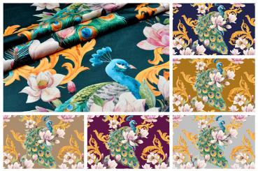 Samt-Stoff - Königspfau 