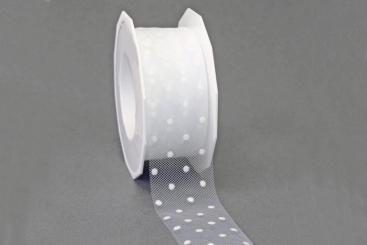 Tüllband Pünktchen - 40 mm - 25 m-Rolle 