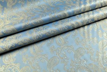 Jacquard-Taft - Paisley Hellblau/Gold