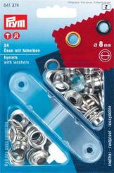 Ösen Set - 8 mm rostfrei - Silber 