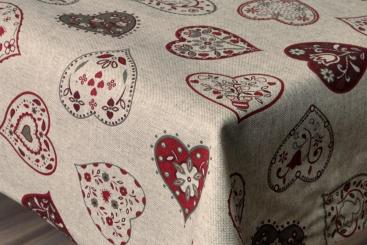 Outdoorstoff Halbleinen - Fleckschutz - Herzen 