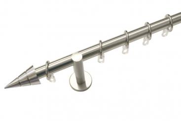 Stilgarnitur - Metall-Gardinenstange - Ø 20 mm - 120 cm - Kegel - Edelstahl-Optik 