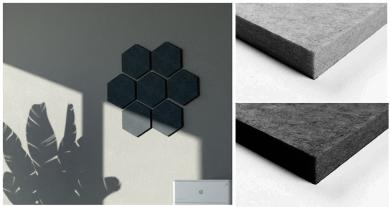 Akustikpaneel Wand - Blue Fiber - Hexagon 25 - inkl. Befestigung 