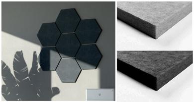 Akustikpaneel Wand - Blue Fiber - Hexagon 40 - inkl. Befestigung 