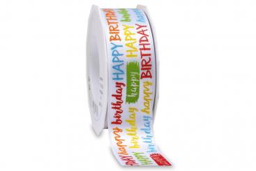 Birthday-Band mit Webkante 40 mm - 20 m Rolle 