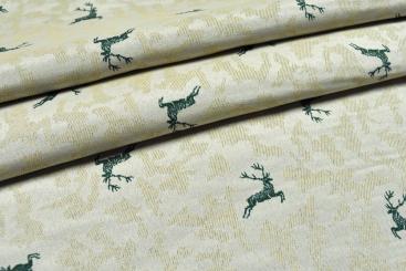 Dekostoff Zweiseitiger Jacquard - Kleine Hirsche - Creme 