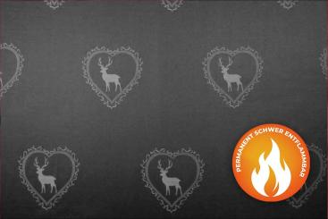 Dekostoff Herziger Hirsch - Trevira CS - Anthrazit/Grau 