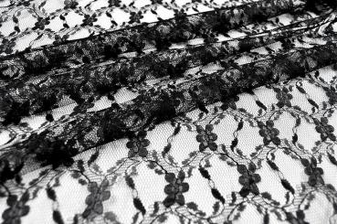 Spitzenstoff - Floral-Ornament - Schwarz 