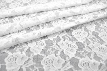 Stretch-Spitze deluxe - große Blüten - Weiß 