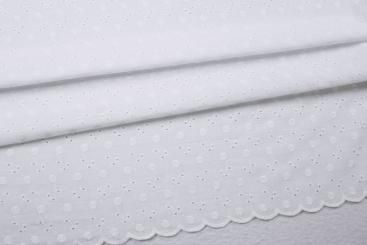 Lochstickerei Blütenranken - Bogenkante - Weiß 