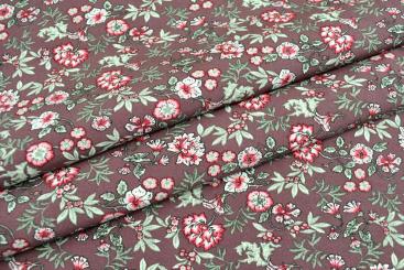 Viskosestoff - Fiore - Bordeaux 