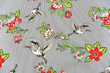 Viskosestoff - Flug des Kranichs - Schwarz - 1,0 Meter 