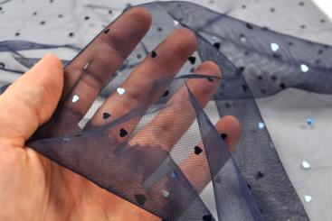 Stretch-Mesh - Glänzende Herzen 