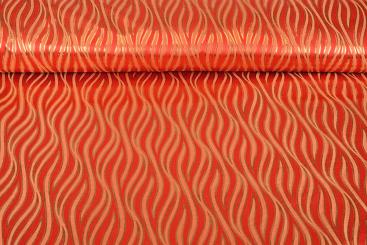 Brokat-Stoff Sibel - Rot/Gold 
