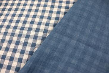 Musselin Vichy-Karo - Double Face - Nachtblau 