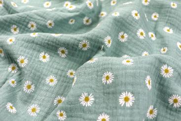 Musselin - Gänseblümchen - Mint 