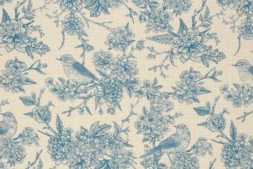 Musselin Toile de Jouy - Königsblumen 