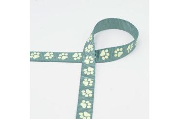 Reflexionsband - 20 mm - Pfötchen - Mint 