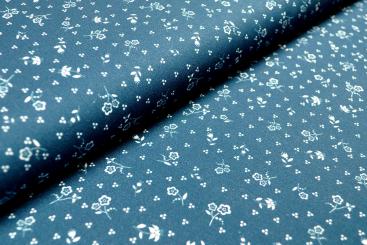 Baumwoll-Trachtenstoff - Emmas Blümchen - Alpenblau 