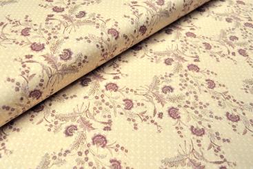 Baumwoll-Trachtenstoff - Rosis Ranken - Creme/Altrosa 