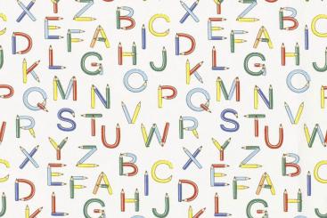 Baumwollstoff - Buchstabieren macht Spaß 