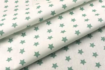 Baumwollstoff - Sterne - 295 cm - Weiß/Mint 