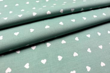 Bettwäsche-Stoff - Herzen - 295 cm - Mint 