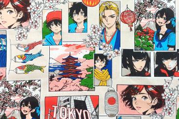 Baumwollstoff Asia - Manga 