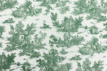 Baumwollstoff Toile de Jouy - 280 cm - Erntezeit - Grün 