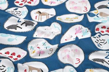 Baumwollstoff - Zahlen und Tiere 