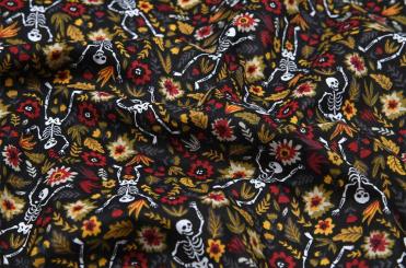 Baumwollstoff - Skelett Fest 