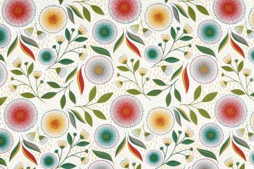 Baumwollstoff - Mandala-Blüten 