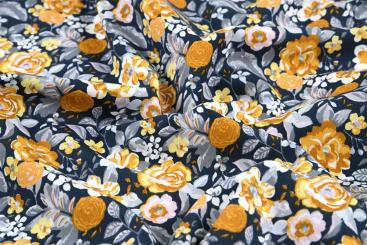 Baumwollstoff - Rosen-Sommer - Gelb 