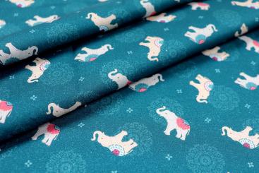 Baumwollstoff - Elefanten und Mandalas 