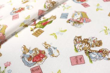 Baumwollstoff - Kinderbuch-Tiere 