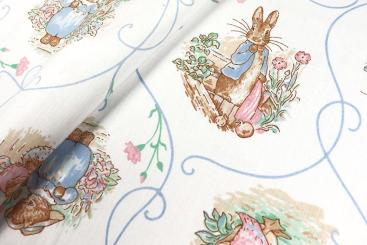 Baumwollstoff - Gans, Hase und Kätzchen 