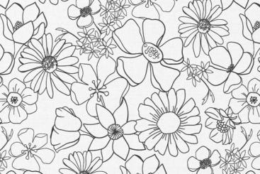 Ausmalstoff Baumwolle - Blüten 